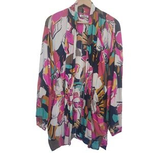 Billabong Kimono Cardigan Women's Medium Multicolor Floral Tassel Tie Waist Boho